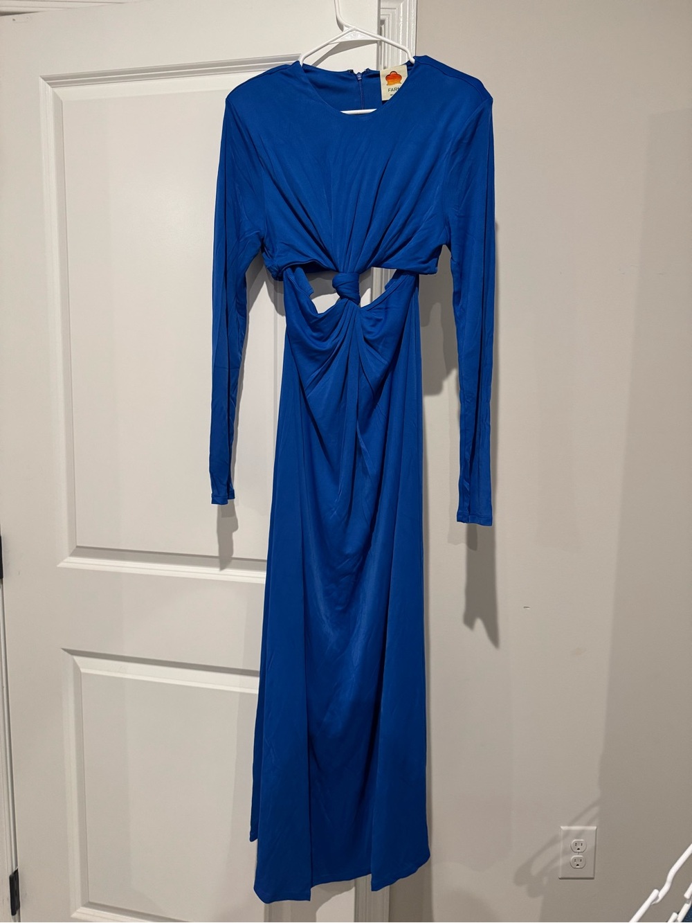 FARM Rio Royal Blue Long Sleeve Cutout Maxi Dress